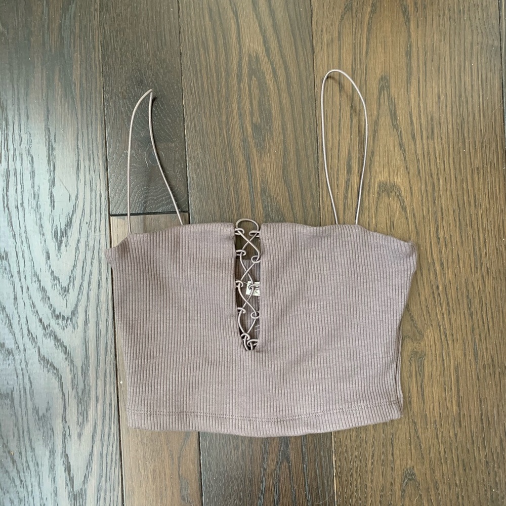 Free People Crop Lace-Up Tank Top